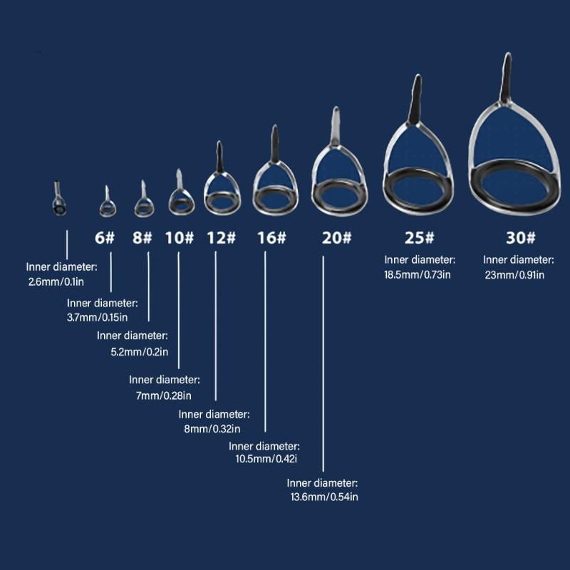 9 szt. Pierścienie ceramiczne ze stali nierdzewnej Końcówka wędki Pierścienie prowadzące do wędki Jedno-/dwunożne Pierścienie prowadzące do wędki Wytrzymałe