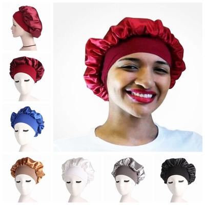 Fashion Stretch Head Cover Elastic Head Wraps Night Sleep Hat Hair Loss Chemo Wide Band Satin Cap