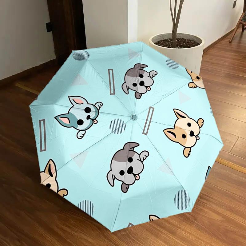 

1pc Cute Dog Pattern Automatic Umbrella Durable Iron Frame & Plastic Handle, Gift for Friends & Family, Sturdy Construction yy250905207