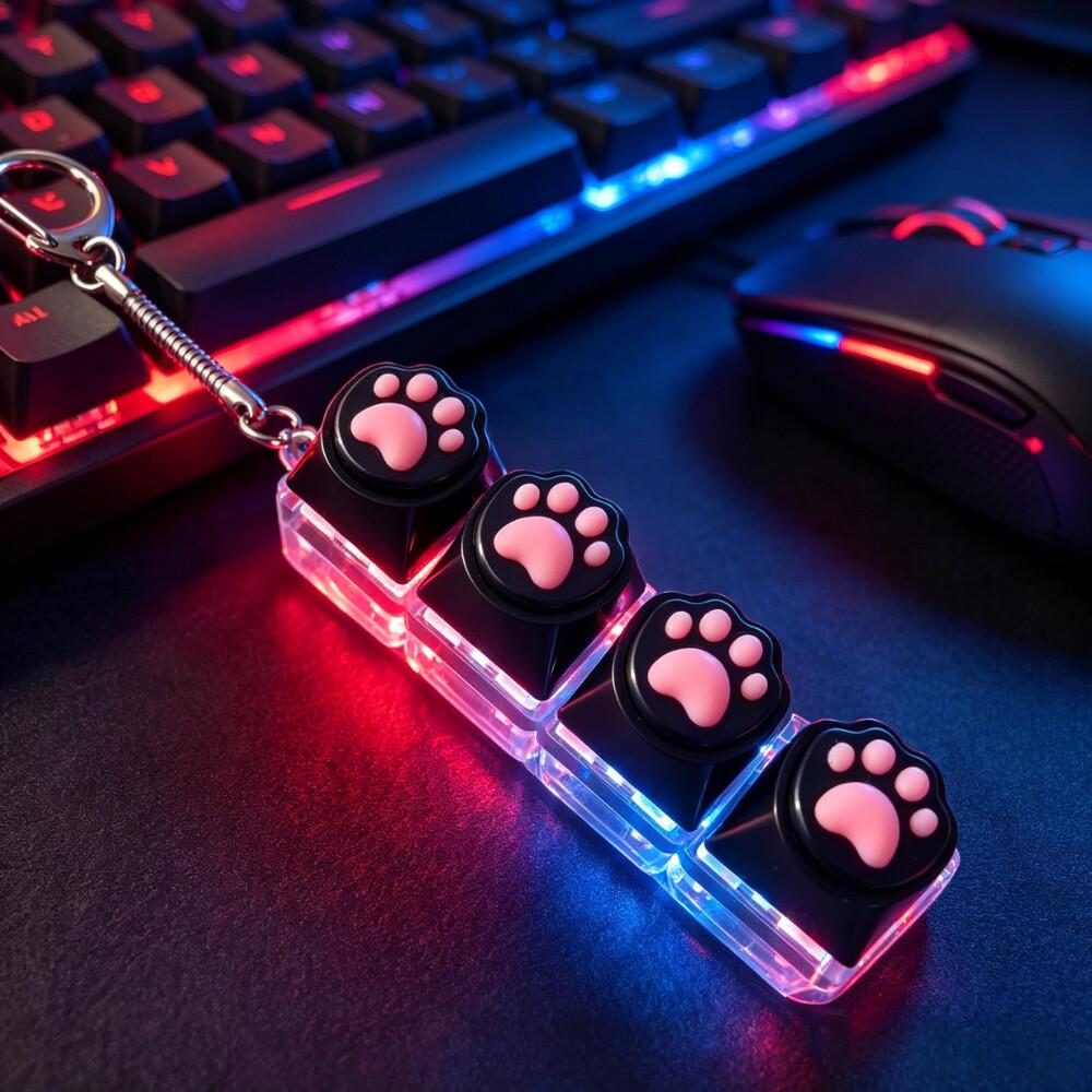 NEUER LED-Tastatur-Schlüsselanhänger Fidget Spielzeug Kristall Clicker Sensorisches Spielzeug zur Stressbewältigung Tastatur-Schlüsselanhänger Fidget Spielzeug für Erwachsene Kinder