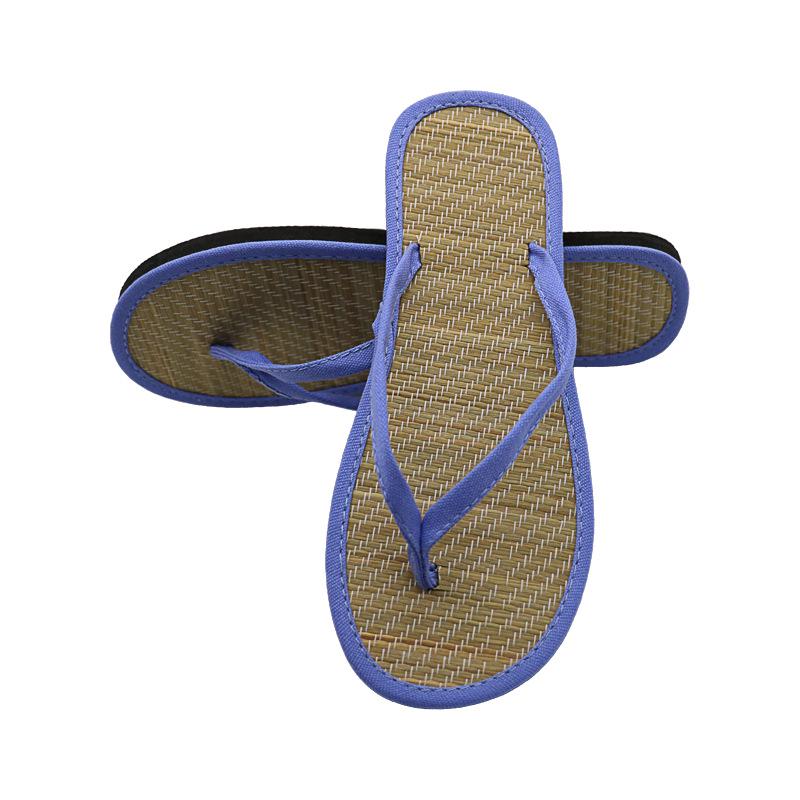 Flip-Flops aus Rattan im japanischen Stil: Unisex Sommer Indoor/Outdoor Strohmatten-Hausschuhe