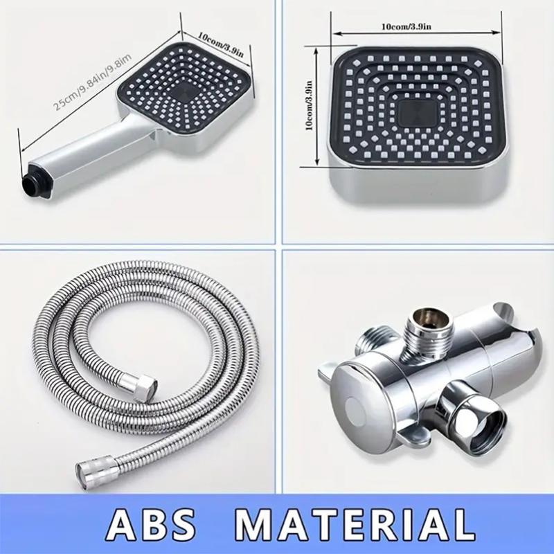 

High - Flow Abs Shower Head Kit - 2 - In - 1 Handheld Set With Long Hose, 3 - Way Water Distributor, Complete Shower Accessories серебряный