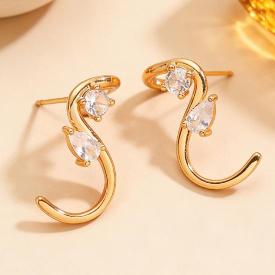 Earrings for Women S-Shape Cubic Zirconia Stud Earrings Jewelry Gift for Her On Valentine's Day Birthday Party