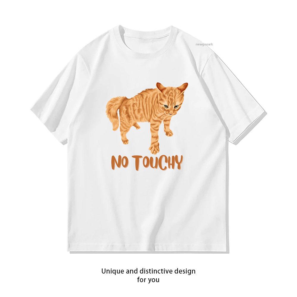 

No Touchy Ginger Cat Classic TShirt Women Unisex Casual cotton printed t shirts outdoors Classic Oneck Adult tops 3XL