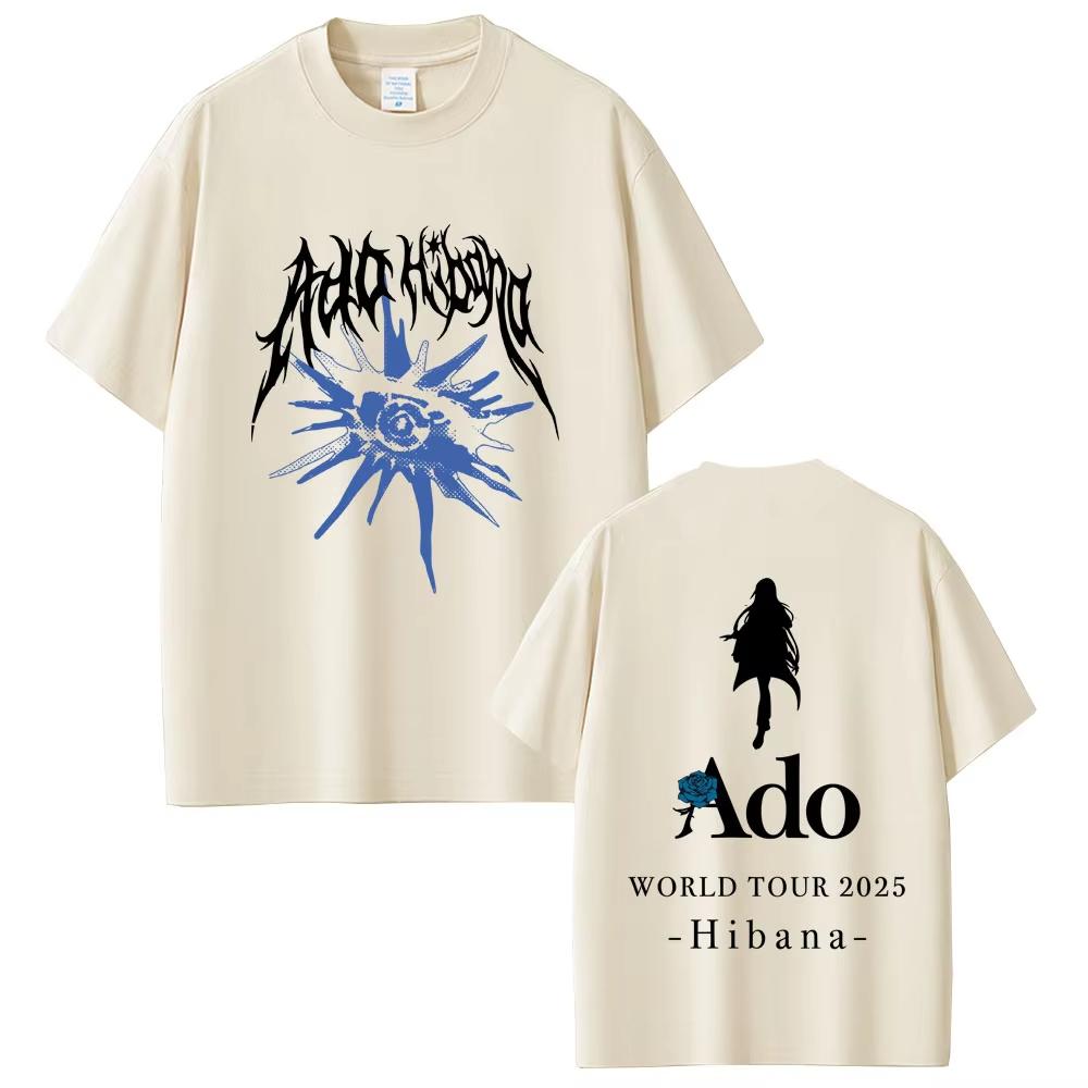 Ado World Tour 2025 Hibana T-shirts Men Women Fashion Japanese Style T Shirts Tops Female Casual Vintage Oversized Crewneck Tees