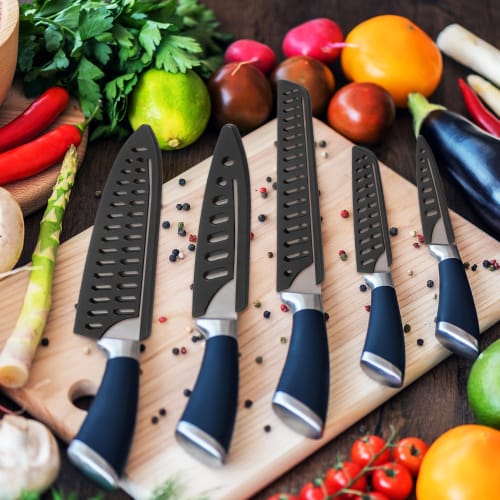 uxcell 2-Piece Knife Cover Sleeve Blade Edge Guard for 8" Carving Knife Blade Edge Protector Cover Universal Knife Sheath for Kitchen Black