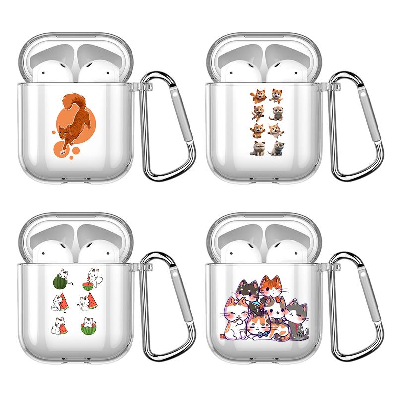 Cartoon Cat Graphic Silicon Case For Apple Airpods 1 or 2 Shockproof Cover For AirPods 3 Pro Pro2 Transparent Earphone Protector