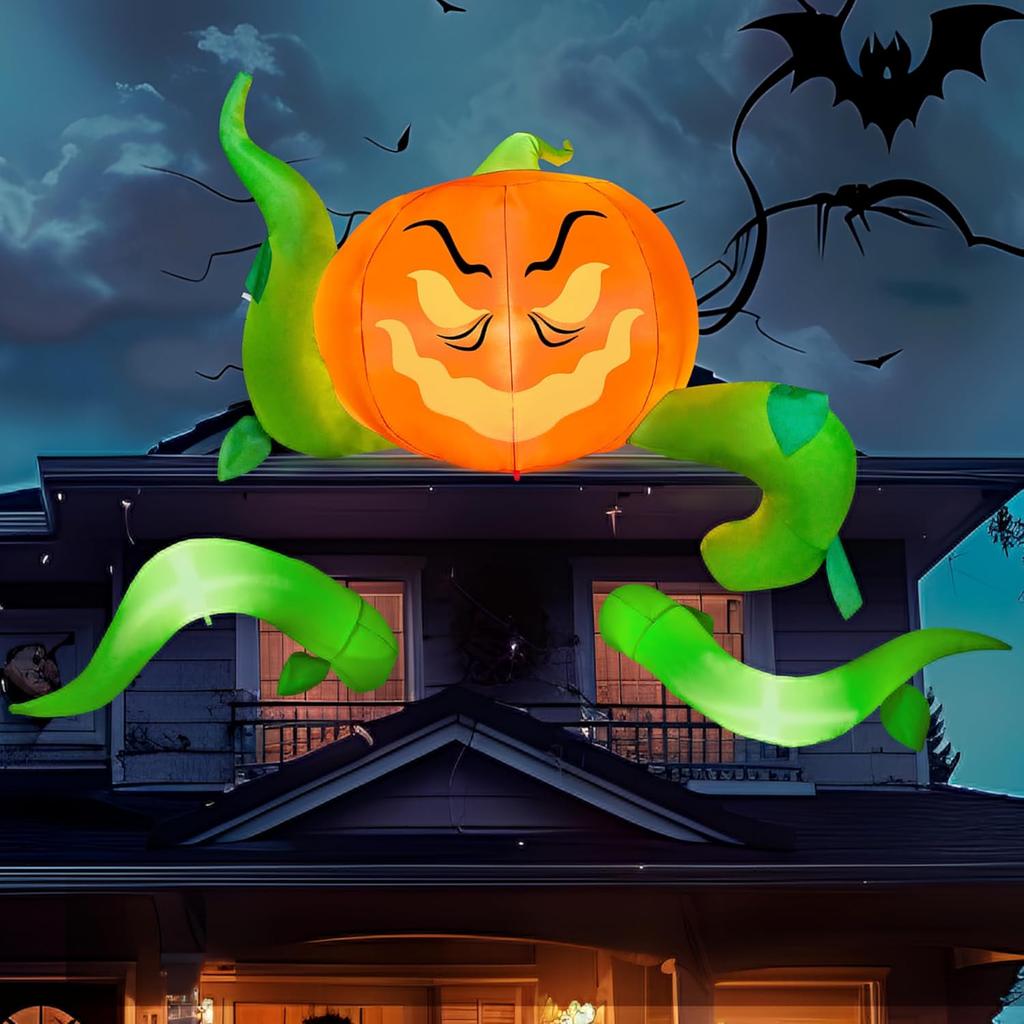 JOYFY 3 Pcs Halloween Inflatables Pumpkin Head with Tentacles Window Decoration Blow Up for Halloween Inflatable Pumpkin Head