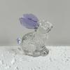 Faux Crystal Easter Bunny Figurine Handmade Clear Glass Rabbit Statue Miniature Animal Sculpture