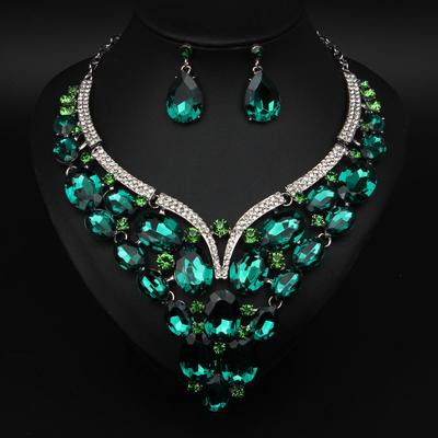 Exaggerated Crystal Necklace Earring for Women Jewelry Wedding Accessories