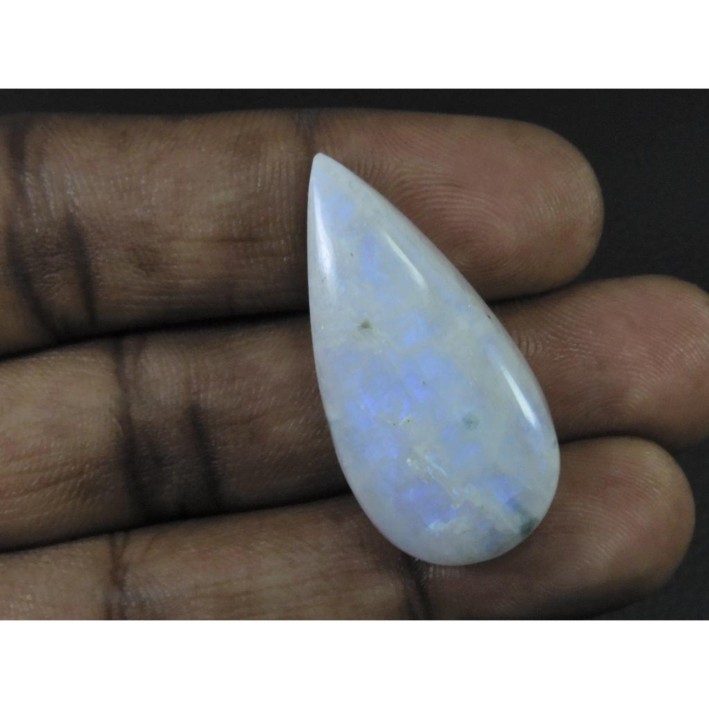 18X37X08 MM Natural Rainbow Moonstone Pear Cabochon Loose Gemstone 43Cts. C-1597