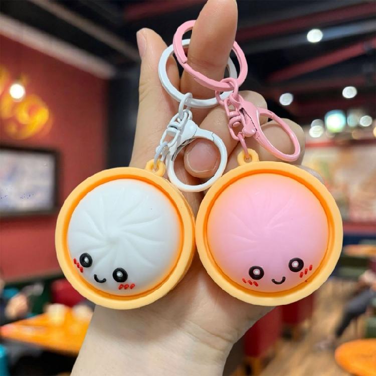 Miniature Steamed Bun Keyring Food Shaped Keychain Present For Friend Family Fashion Accessory for Backpack