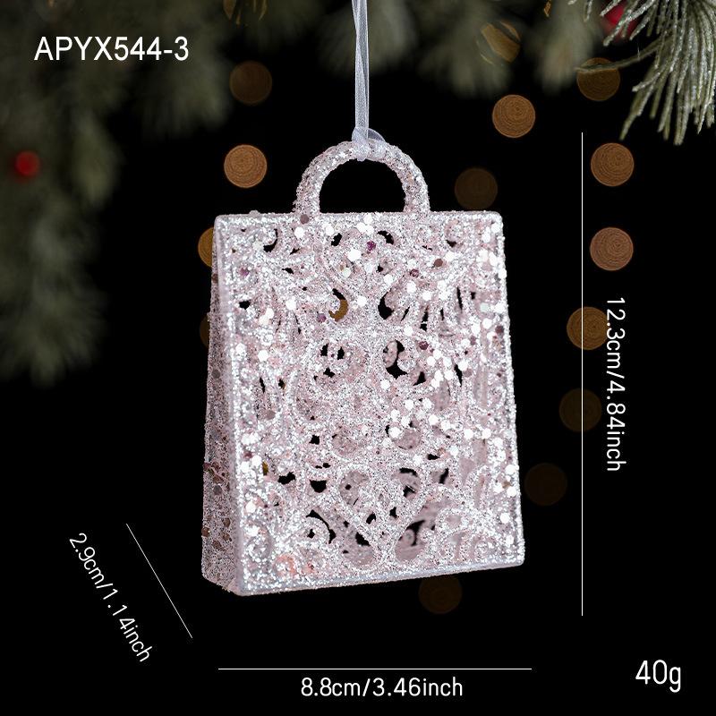 Pink Glitter Snowflake, Candy, Bow Christmas Tree Decoration Light Luxury Christmas Hanging Pendant