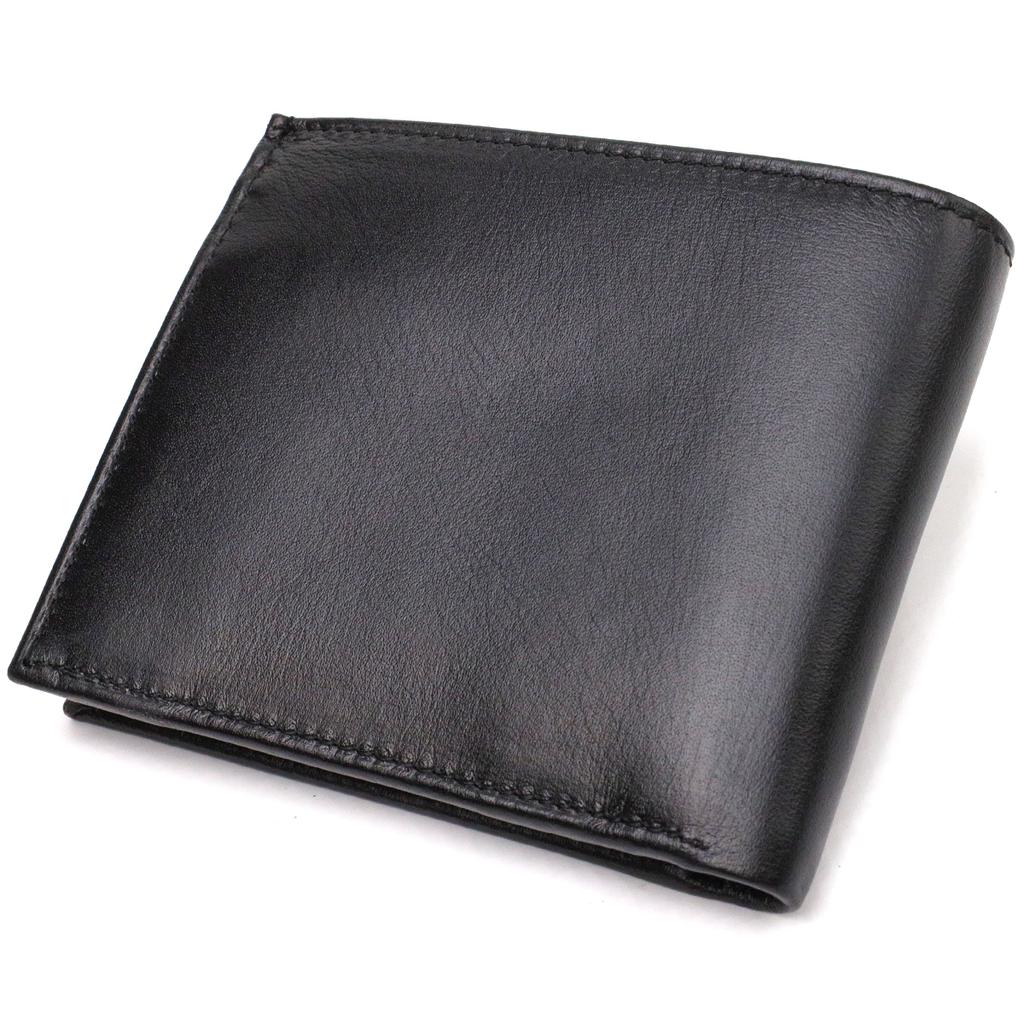 Convenient Horizontal Men's Wallet Made of Natural Smooth Leather CANPELLINI 21779 Black