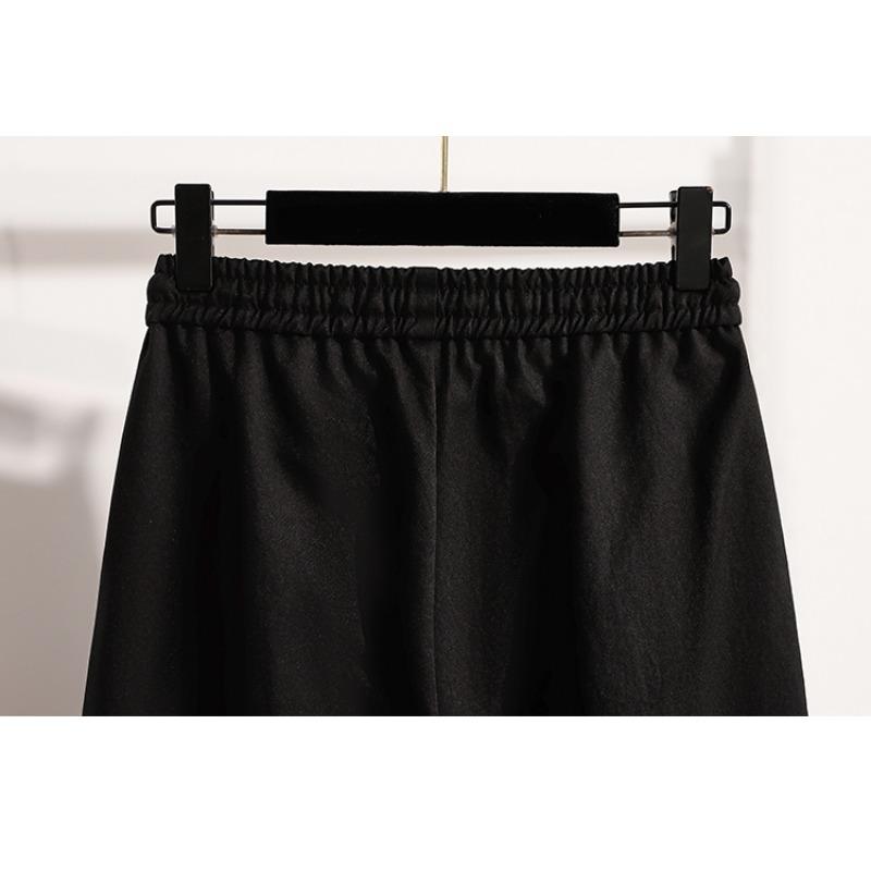 Dimanaf 2025 Plus Size Long Pants Women Elastic Loose High Waist Vintage Solid Cotton Loose Casual Female Basic Trousers Harem Pants Wide Leg Pants