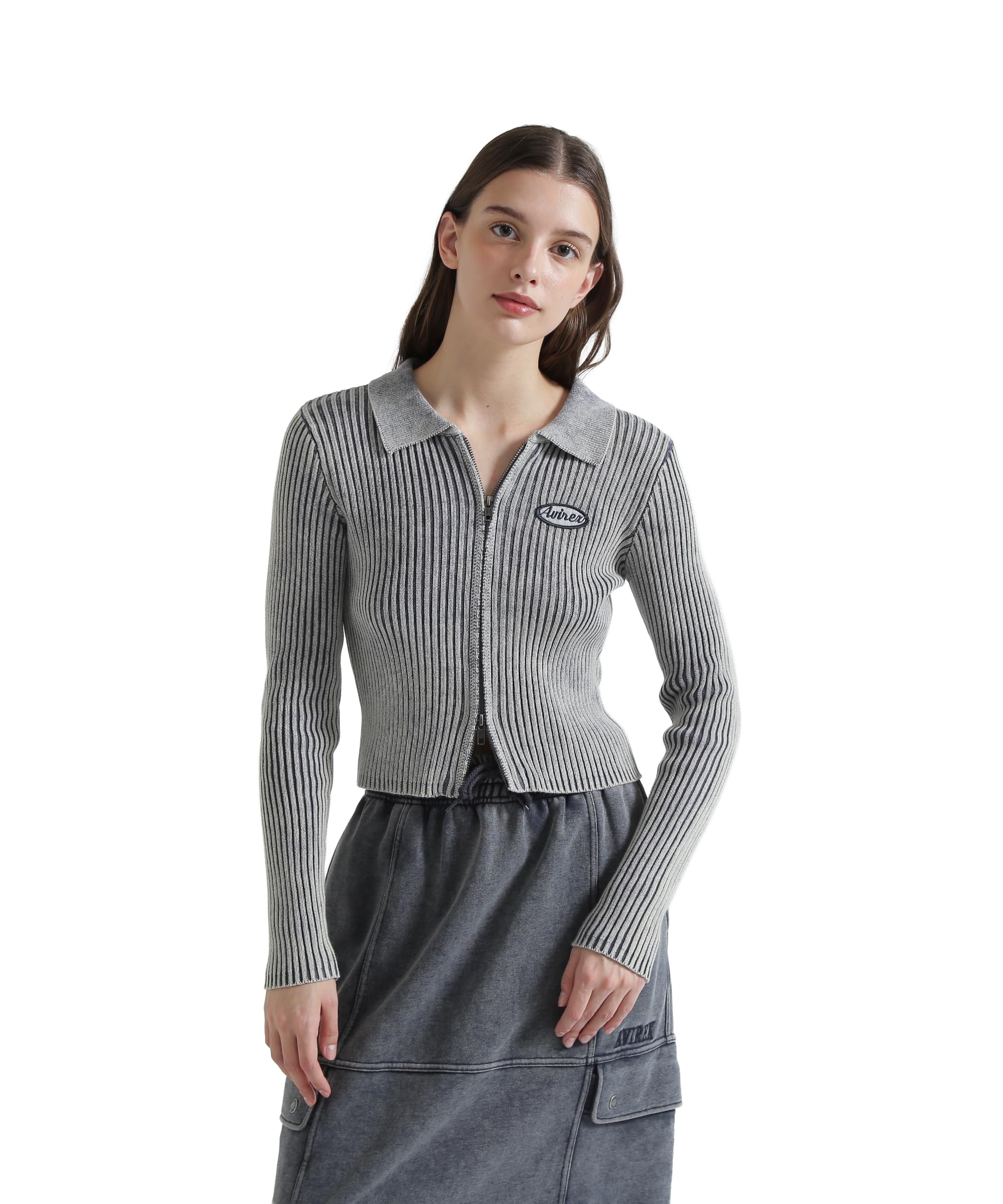 AVIREX VINTAGE WASH WAPPEN KINT CARDIGAN women s S 110 blue 783-6141601