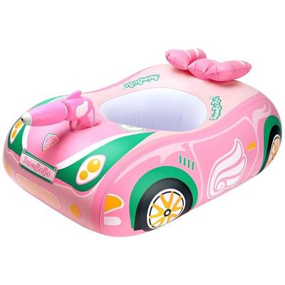 Cute Baby Float with Foot-Opening Design, Perfect for Summer Days, Beaches, Pools, and Water Play, Ages 1-4, Includes Hand Pump (Pink Water Gun