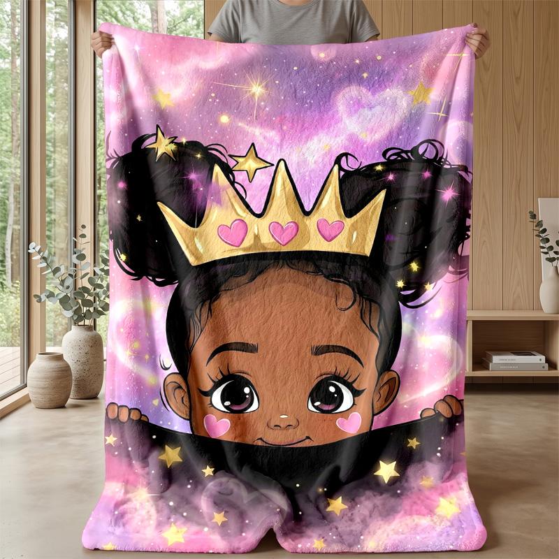 Princess in Sparkling Crown Theme blanket Lightweight Warm Flannel Blanket Decorative Throw Blanket for Home Decoration