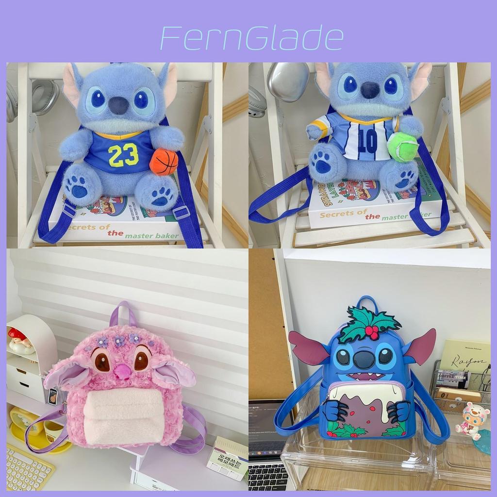 Borsa a Spalla in Peluche di Stitch Cartone Animato con Cerniera per Viaggi Casual e Regalo