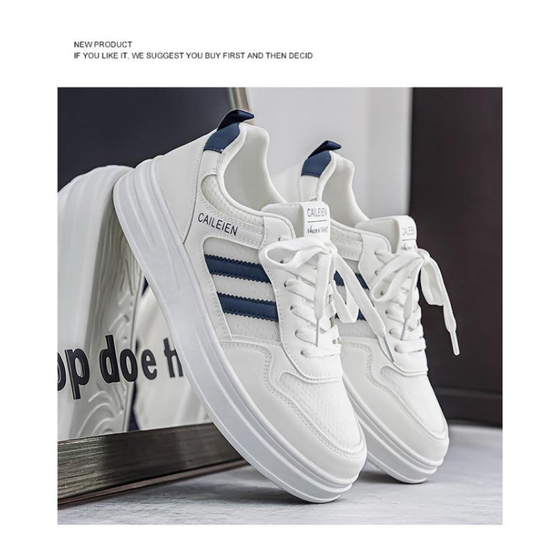 Men Breathable Mesh White Solid Casual Lace Up Sports Sneakers