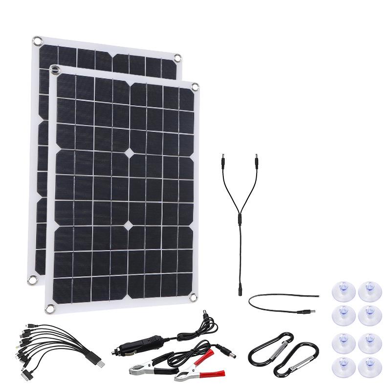 40W Dual Panel Solar Kit with Controller for Emergency Charging