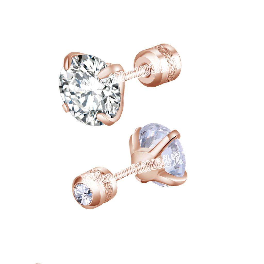 TOP 4 Color Titanium Steel Stud Earrings for Men Women CZ Zircon Screw Silver Black Rose Golden Earring Best Gift Jewelry