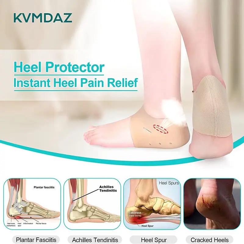 1Pair Silicone Heel Protector Gel Stockings Heel Spur Pads for Plantar Fasciitis Relief Shock Absorbing Insoles for Feet