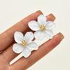 Women's Sweet Enamel White Color Flower Earrings Vintage Elegant Korean Piercing Earring Set Fashion Aesthetic Party Jewelry New