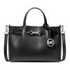 Litchi Pattern Silver Hardware Leather Tote Bag Small Women Handbags Black 35S5S2ZS5T-BLACK