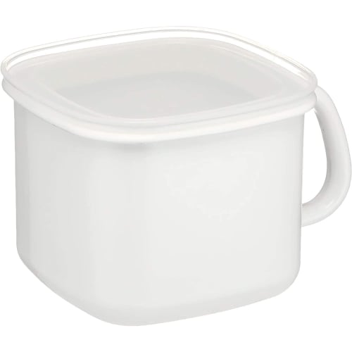 Fuji Enamel Miso Pot, Square, Ready To Fit, N-KP, White