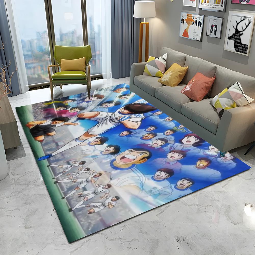 Anime Captain Tsubasa Fußball Cartoon Teppich für Zuhause Wohnzimmer Schlafzimmer Sofa Fußmatte Dekor, Kinder Teppich Rutschfeste Bodenmatte