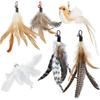 ROSAUI Cat Toy Replacement Feather Set of 6 (Cannot Be Used Alone) Cat Toy Accessories, Natural Feathers & Birds with Bell, Indoor Cat Exercise