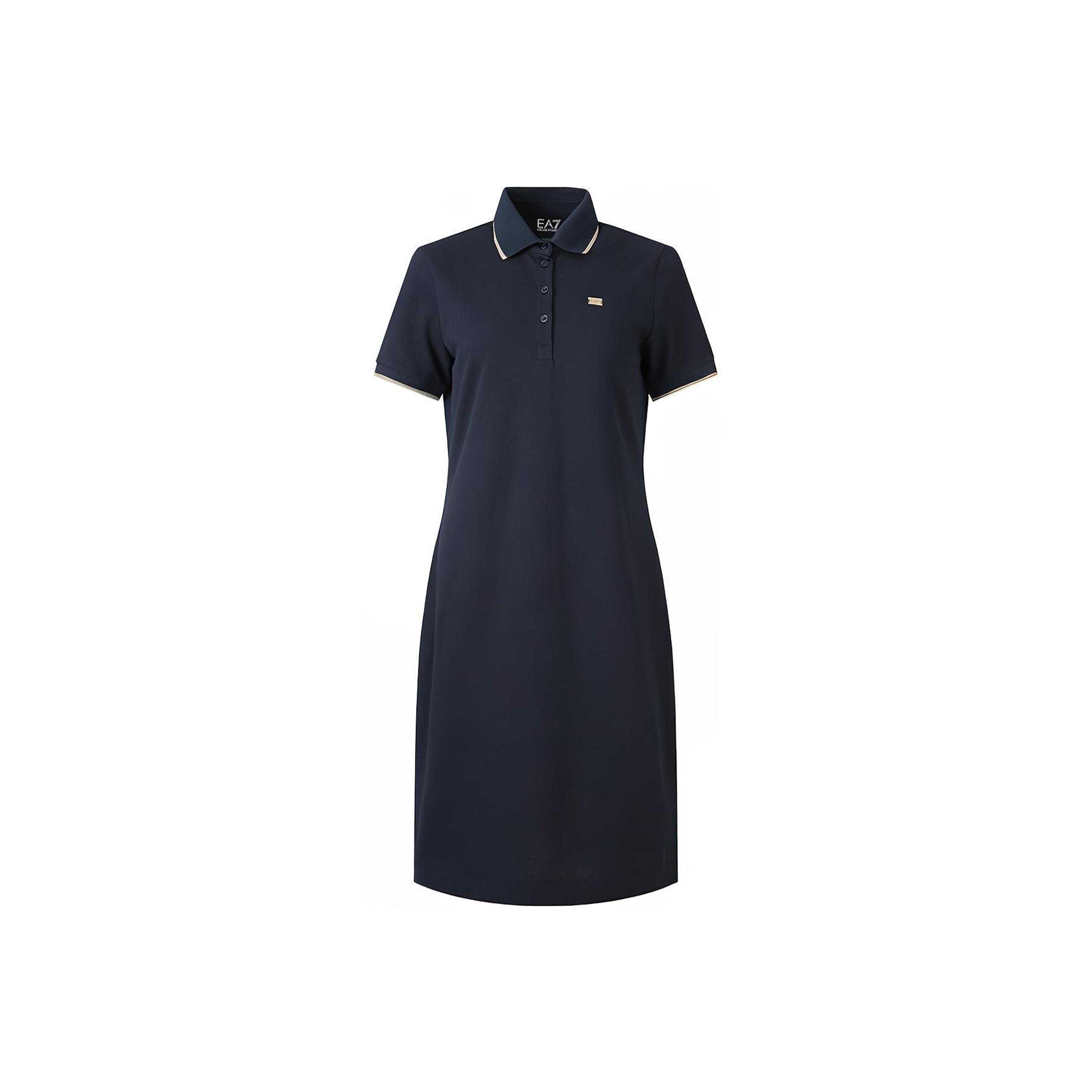 Emporio Armani EA7 SS24 Letter Logo Pullover Short Sleeve Dress Women dresses Navy-Blue 3DTA56-TJ9DZ-1555 M