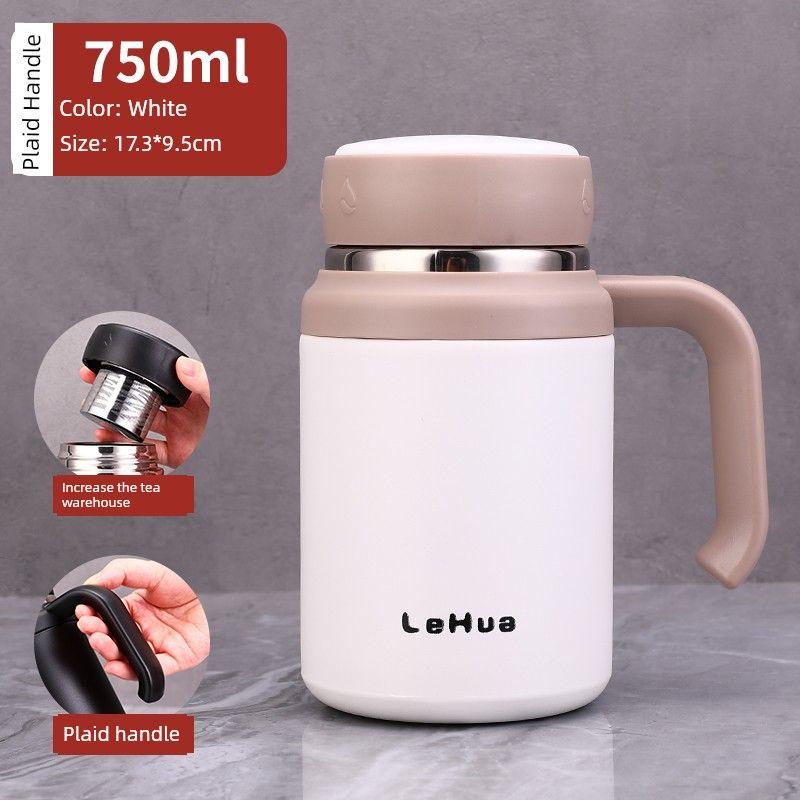 Large Capacity Vacuum Cup 316 Stainless Steel Tea Cup Men and Women Water Cup Student Cute Short Stout Big Belly Cup 1L