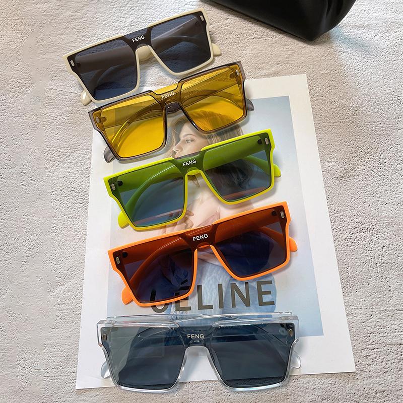 1 stk. Oversized firkantede solbriller Barn Retro Speillinse Briller Skygger Uv400 Beskyttelse Punk Solbriller