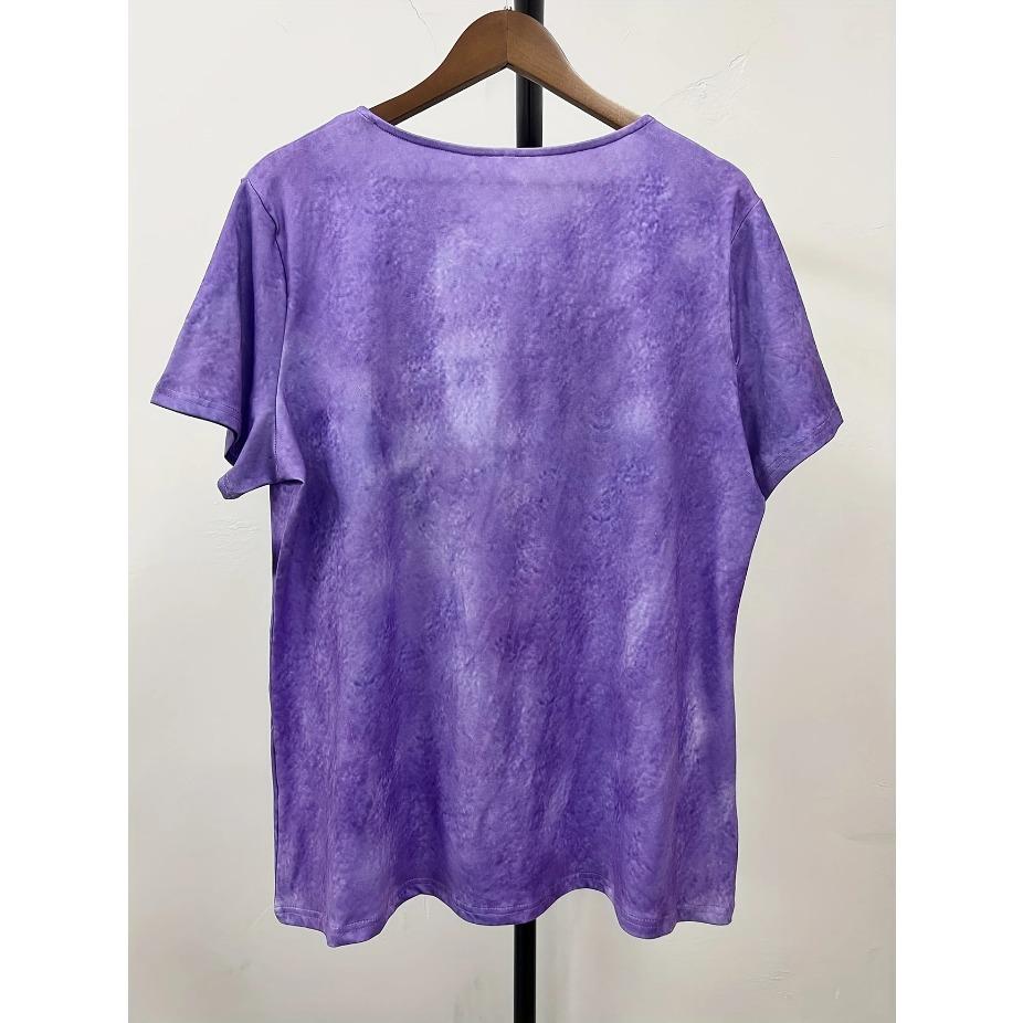 3D Katzenprint Freizeit-T-Shirt Damen Lässiges Kurzarm-Rundhals-T-Shirt mit 3D-Katzenprint, Modisches Oberteil für den täglichen Gebrauch