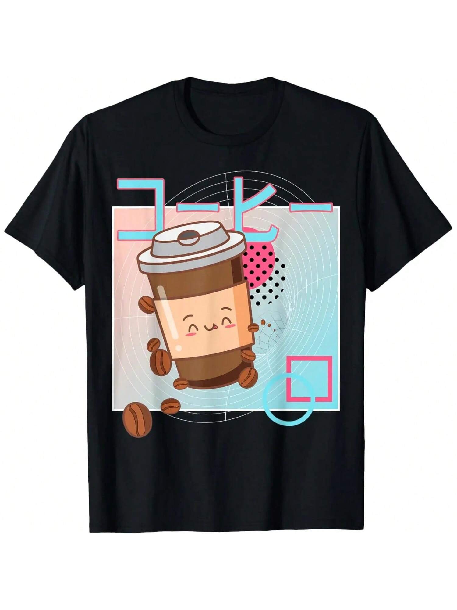 Funny Retro Anime - 90s Japanese Kawaii - Coffee - Cartoon T-Shirt S разноцветный