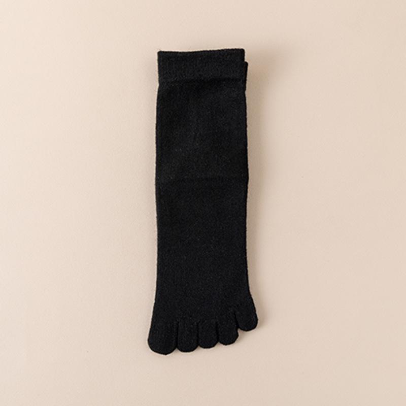 Women's Warm Wool Mid-Calf Five-Toe Socks - Multi-Color, Thick, Cold-Resistant for Autumn and Winter