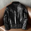 Genuine Horsehide Leather Jacket Mens Slim Fit Short Biker Coat Autumn Winter Outerwear Large Size