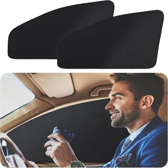 ZATOOTO Car Window Shades - 2 Pcs Black Silk Side Front Protection Covers - Magnetic Privacy Sun Shades Curtain Keeps Cooler For Baby Kids Sleeping Front 2pcs