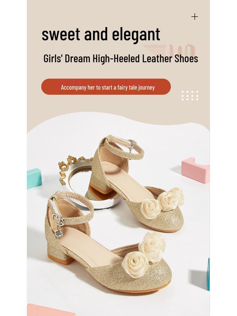 Winter 2025 Fashion High Heels for Young Girls - Versatile Hollow Flower Sandals