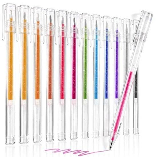 12 Colors Glitter Pen Gel Ballpoint Color Set Water-based Pastel Coloring DIY Notebook Children Sketching Doodling