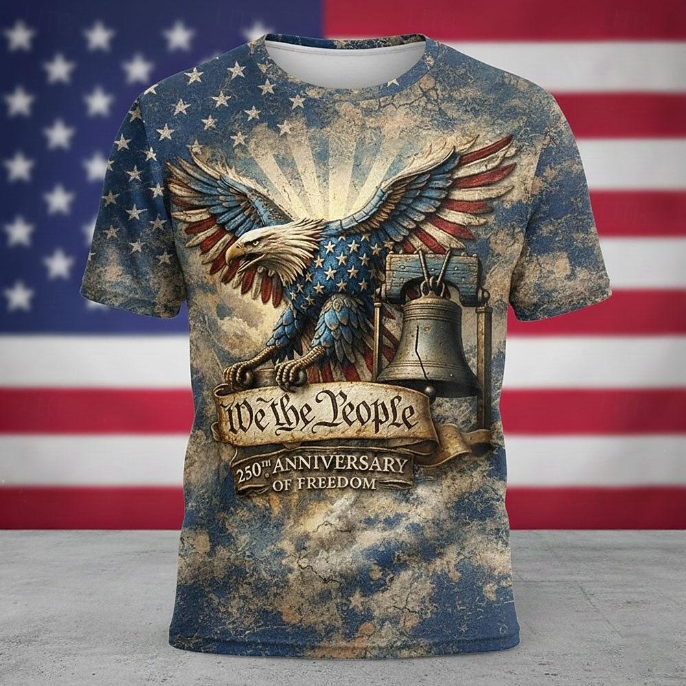 4th of July 2026 250th Memorial Day Men's Patriotic Designer Patriot Short Sleeve T-Shirt