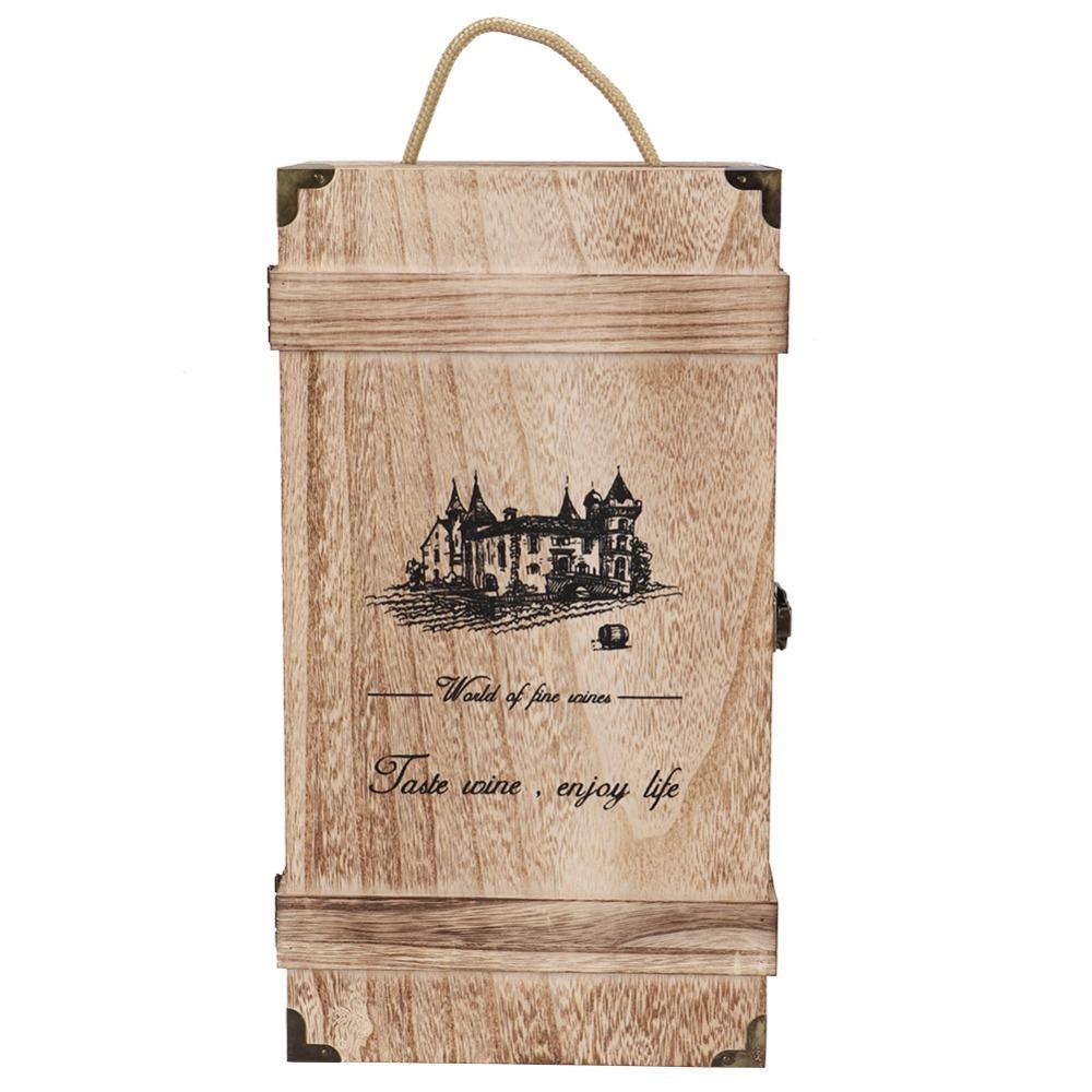 Rope Handle Red Wine Box Double Bottle Wine Gift Box Reusable Wine Storage Box Weddings