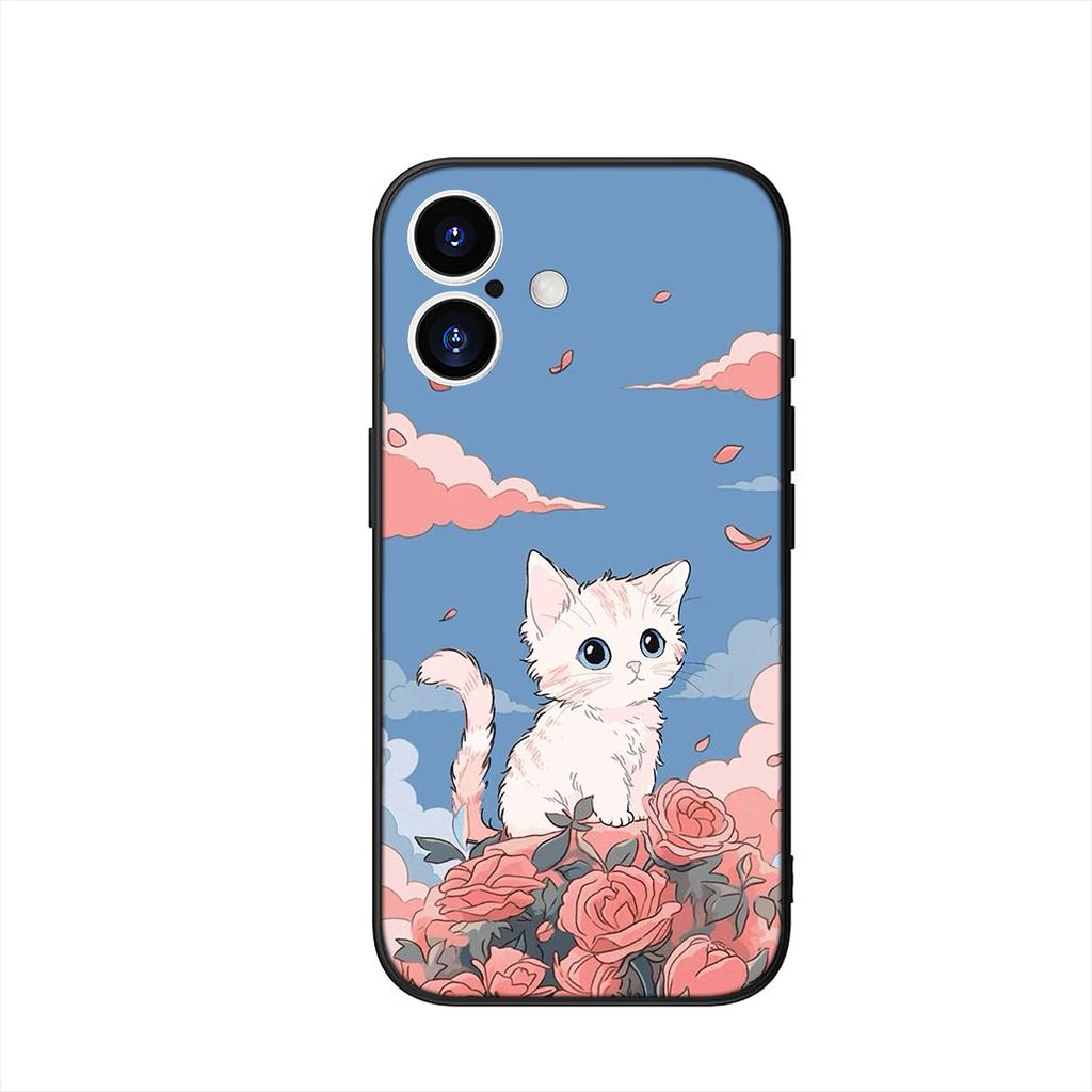 Cartoon Kitten Cat Meow Phone Cover Case for Apple iPhone 16 15 14 Plus 13 12 Mini 17 Pro Max + 16E Air 16+ ProMax Casing