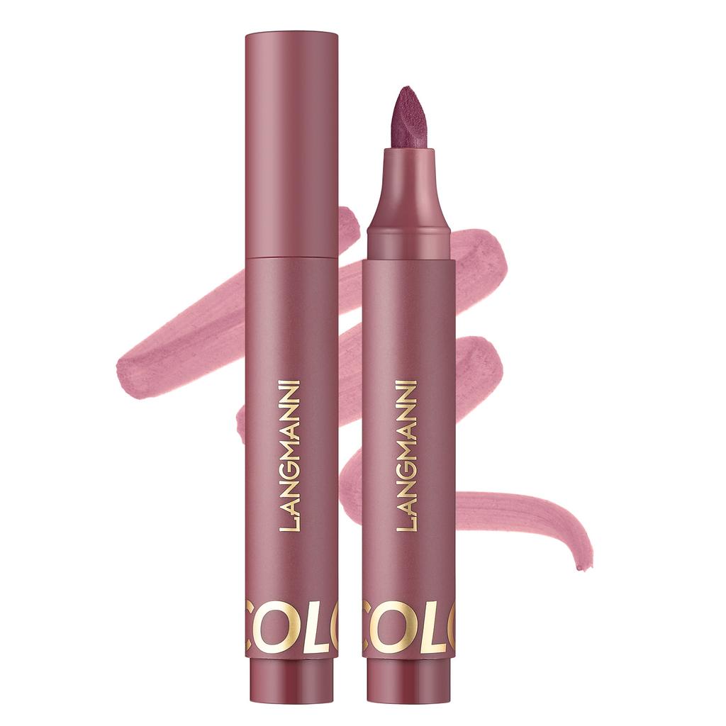 LANGMANNI Neues Produkt Flüssiger Lippenstift Flüssiger Lippenlinienstift Wasserdicht Imprägnierfarbe Dreifarbig Langlebiger Lippenstift