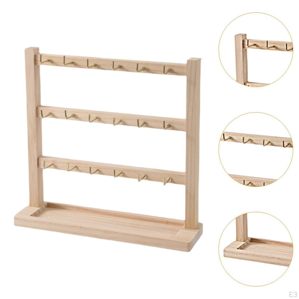 Earring Display Stand for Selling with Hooks Stable Sturdy Wood Rack Bracelets