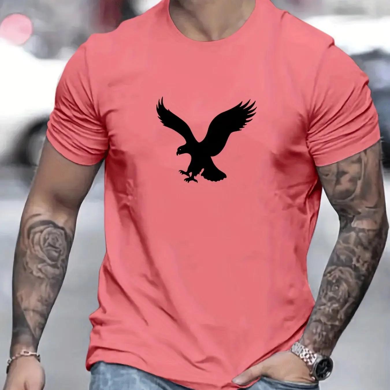 Модная мужская футболка с 3d принтом орлов, мужские топы, повседневная уличная футболка с коротким рукавом, летняя футболка с круглым вырезом для мужской одежды оверсайз S бежевый