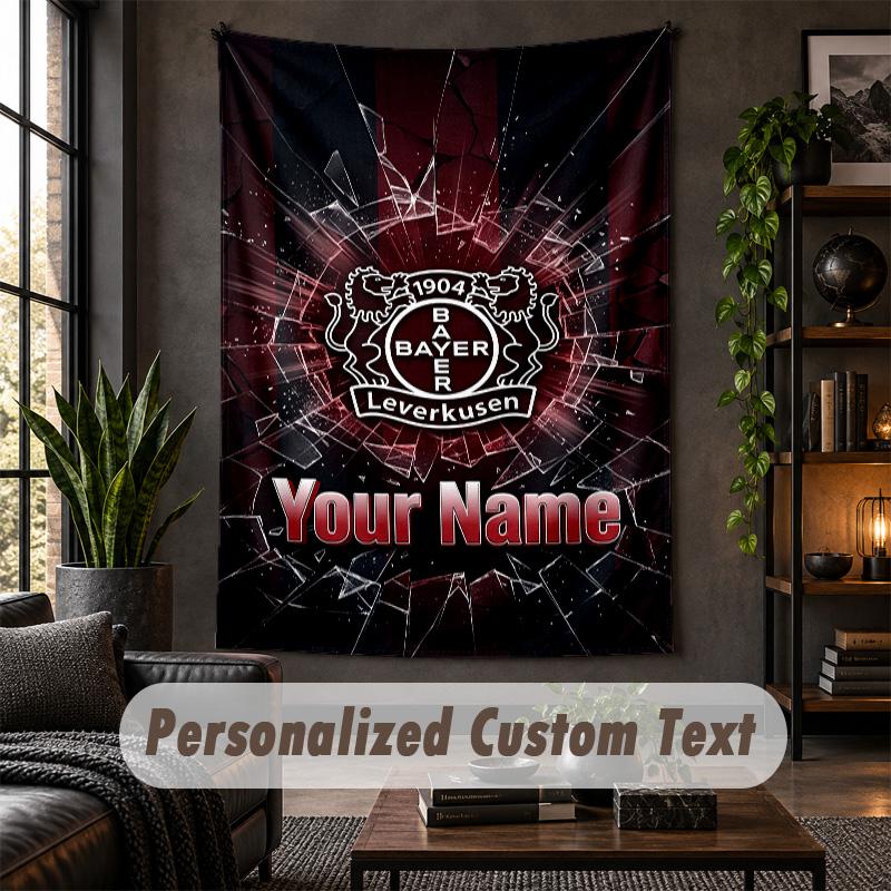 Personalized Wall Tapestry,Bayer Leverkusen Football Custom Text, Soft Fabric Wall Art For Indoor Decoration