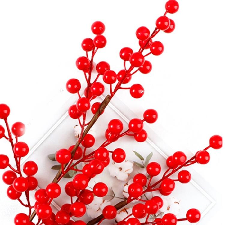 10Pcs/lot Artificial Berries Stems red Christmas Berries Branch Ornament for Holiday Home Decorations and Crafts